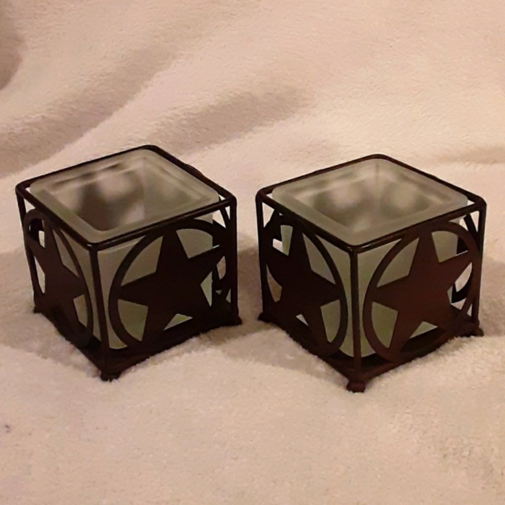 Metal star candle holders
